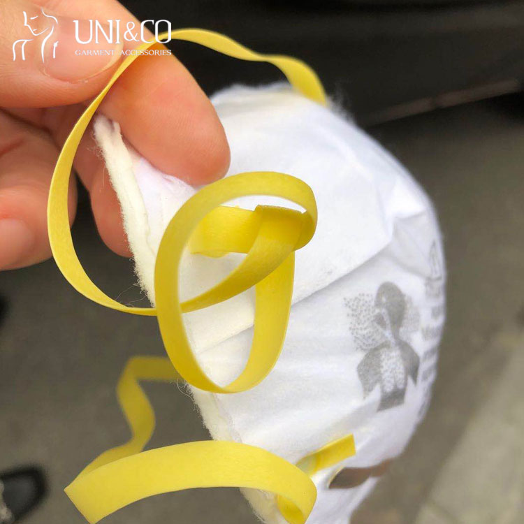 High Elasticity Yellow 6mm TPU Ear Loop Silicone Mobilon Webbing For Face Mask